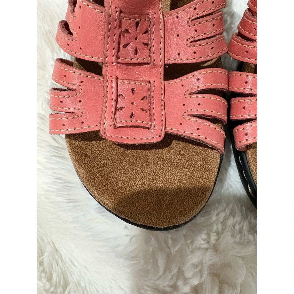 Clarks Women's Slingback Strappy Sandals Dark Pink Size 8M Comfort Footbed - Picture 4 of 8